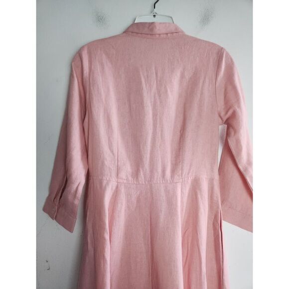 AND Women Pink A-Line Button Down Shirt A-Line Linen Blend Dress size 8 - Picture 4 of 10